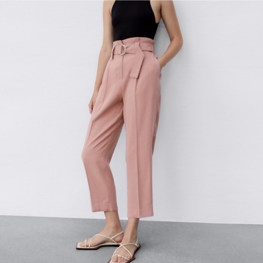 NWOT ZARA HIGH WAIST TROUSERS CULOTTES WITH BELT - Picture 3 of 16